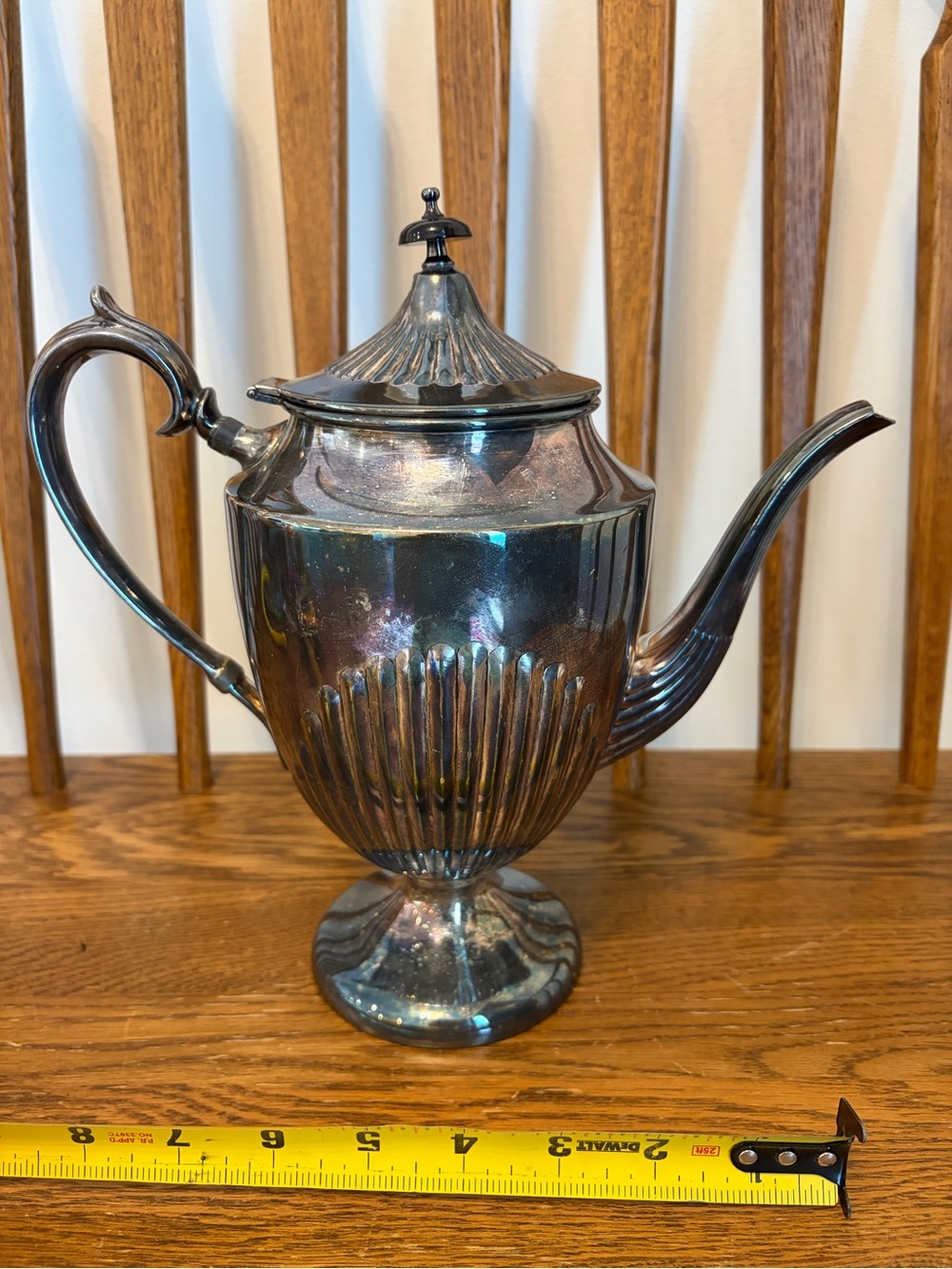 Vintage FB Rogers Silver Co. Silver on Copper Coffee/Teapot Fluted Pedestal 2320